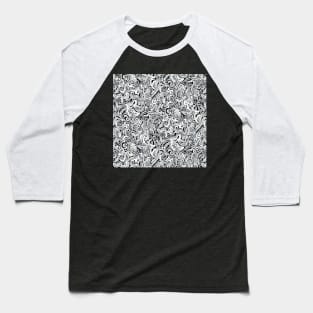 Black and White Seahorse Spirals Baseball T-Shirt